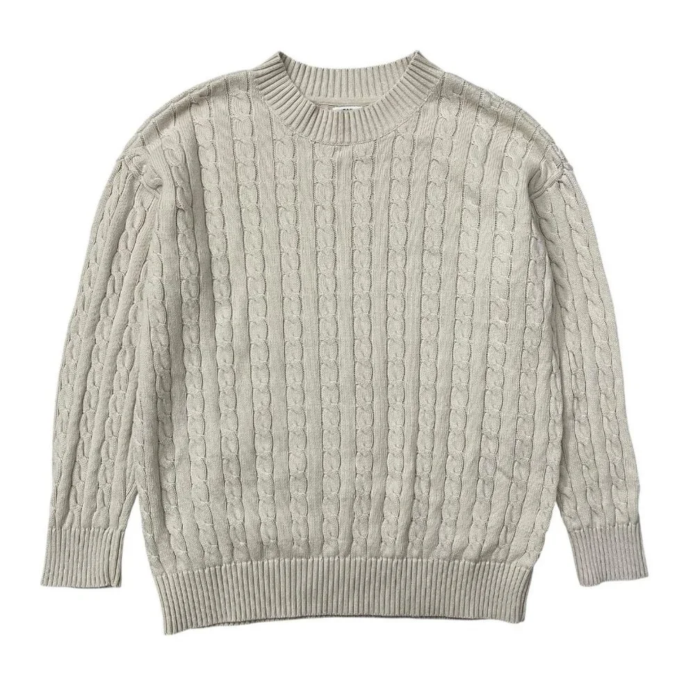 Gap Teen Cable Knit Oversized Fisherman Sweater‎ Cream 18 / 20 XL Organic Cotton